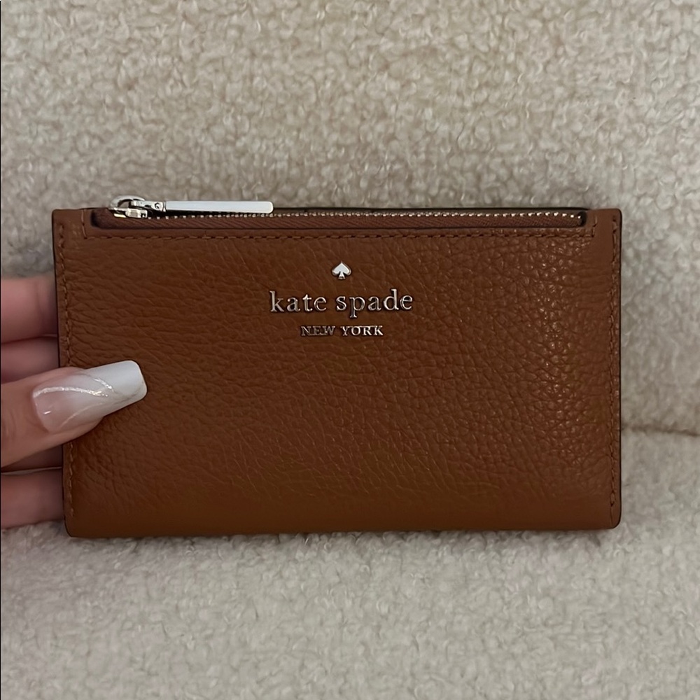 Kate Spade Tan Leather Zip Card Holder